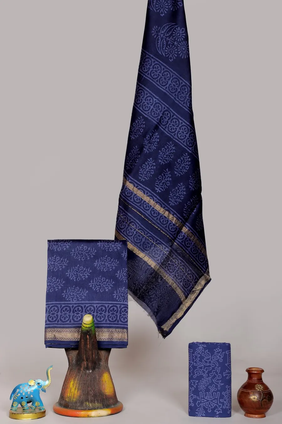 Hand Block Printed Maheshwari Silk Salwar