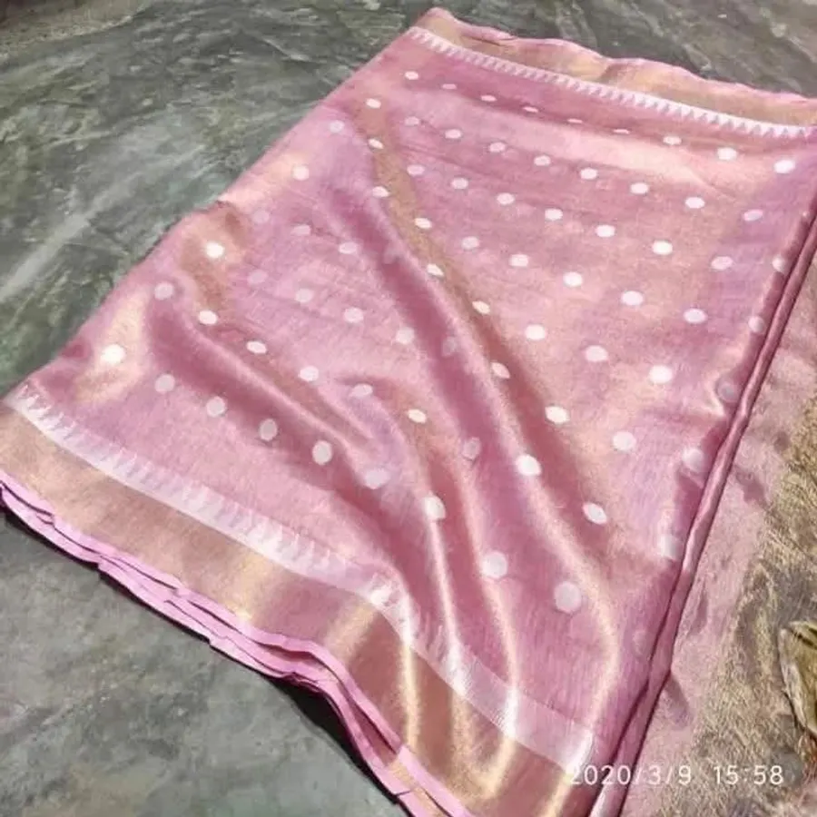 Soft Tissue Linen Saree with Dovi Buta Design