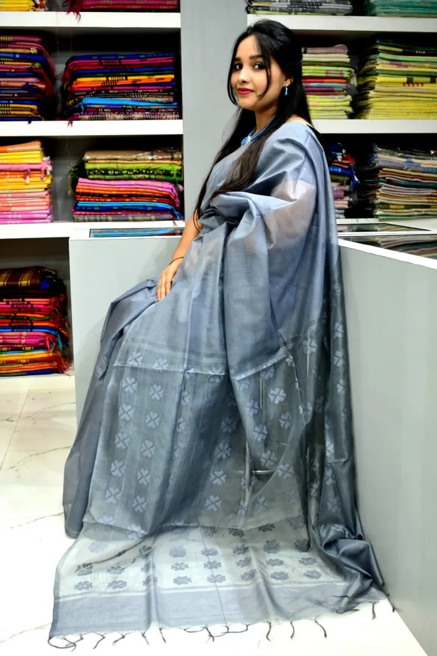 Regal Cutwork Semi Tassar Saree
