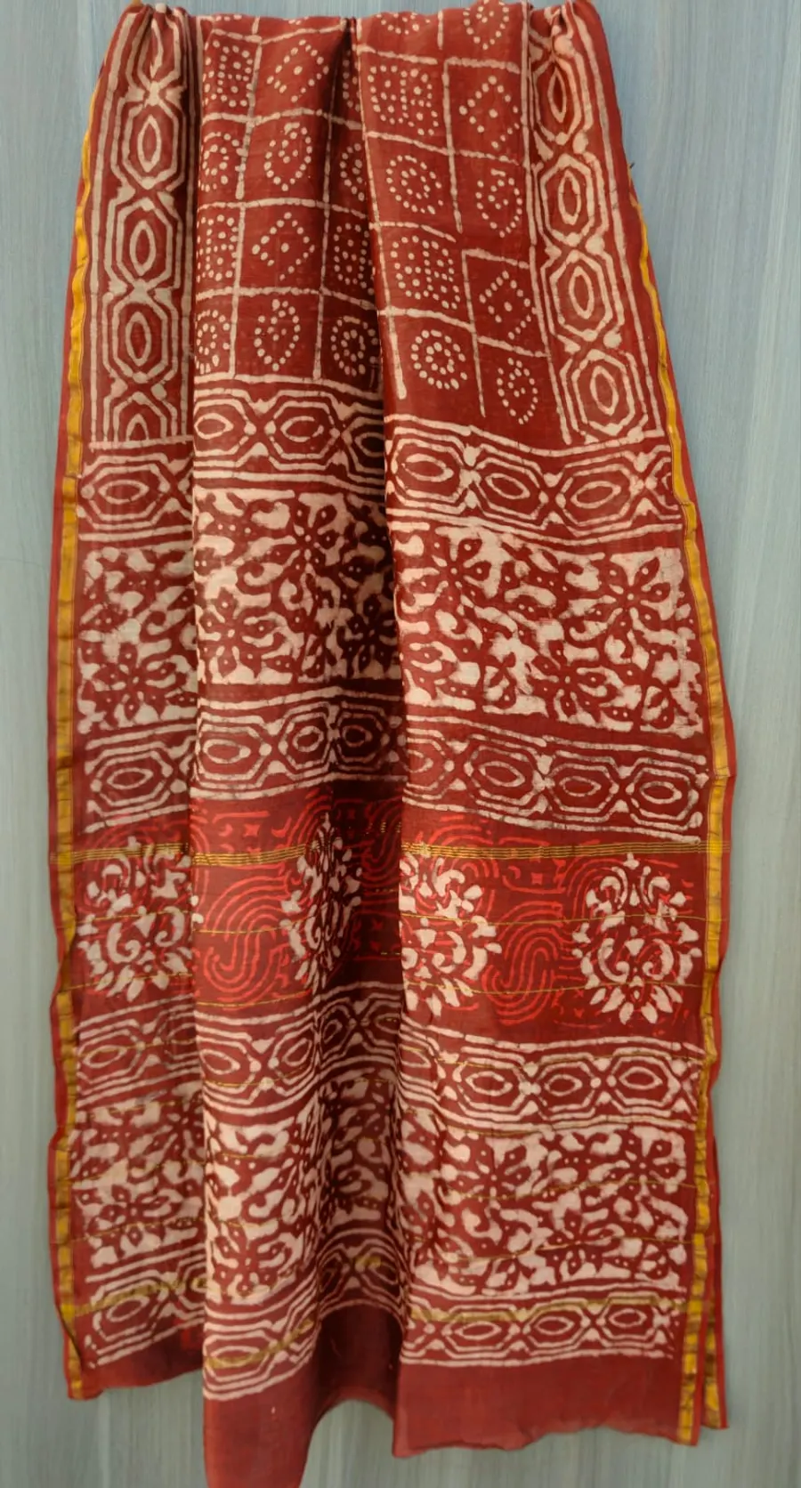 Traditional Ajrakh Chanderi Cotton Saree