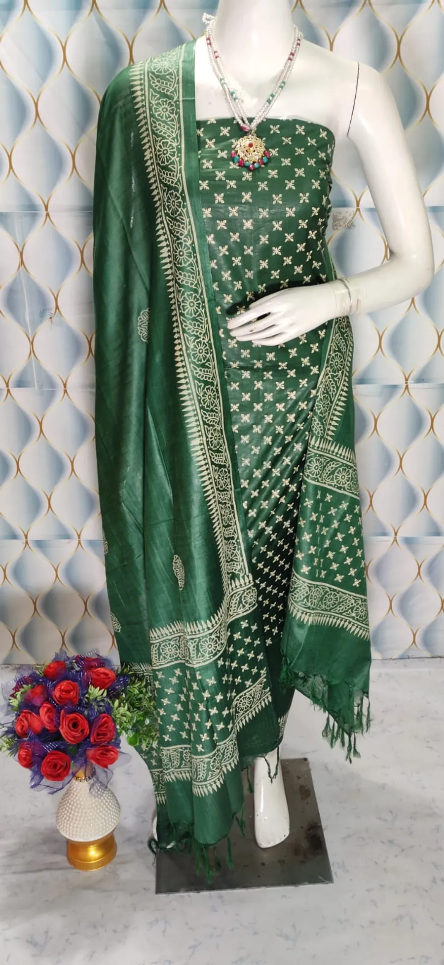 Block Printed Katan Silk Full Suit Salwar 