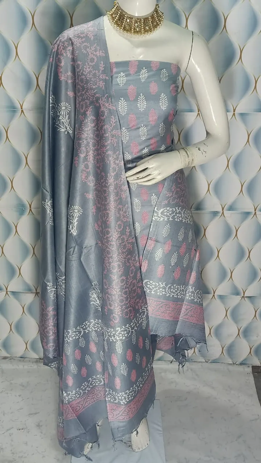 Regal Katan Staple Silk Full Suit – Handwoven Luxury in Every Thread