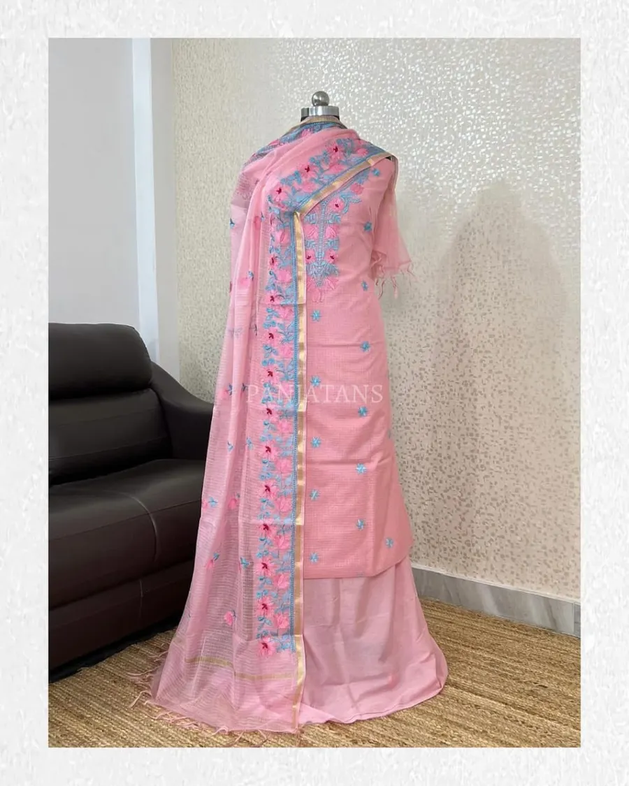 Elegant Kota Doria Embroidery Suit Set 