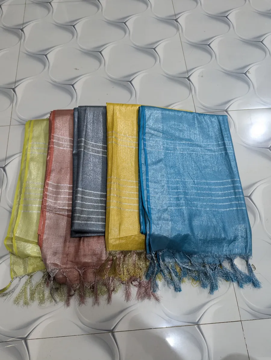 Tissue Viscose Saree with Intricate Thread & Zari Embroidery