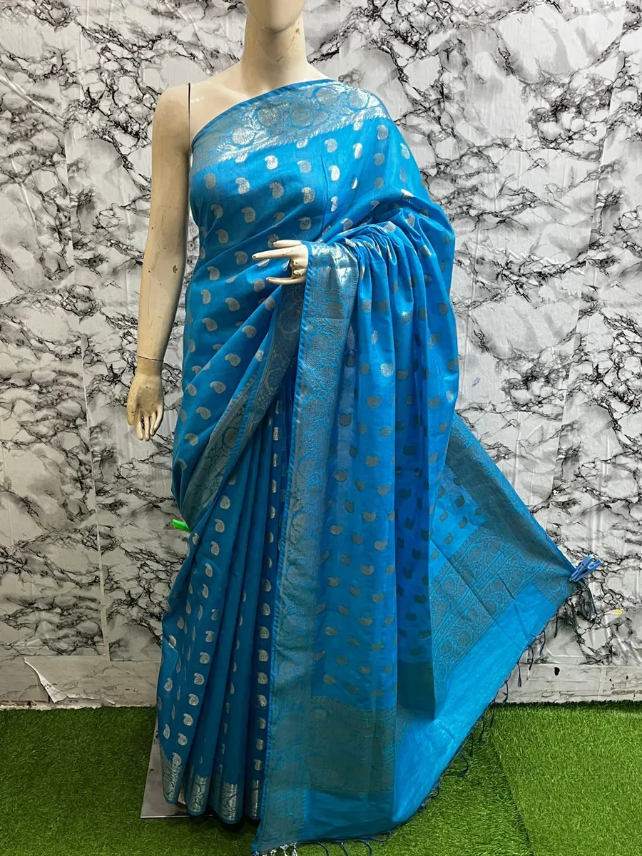 Soft Kota Stepple Saree with Banarasi Jacquard Woven Designs & Elegant Finish
