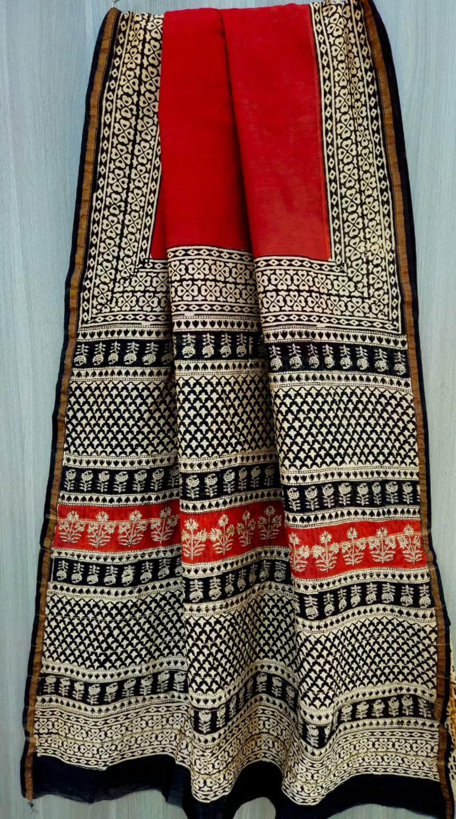 Traditional Ajrakh & Bagru Print Saree