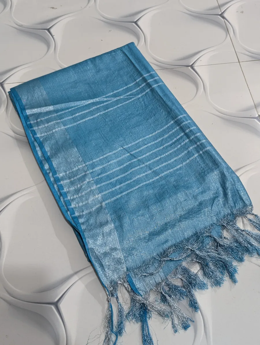 Tissue Viscose Saree with Intricate Thread & Zari Embroidery