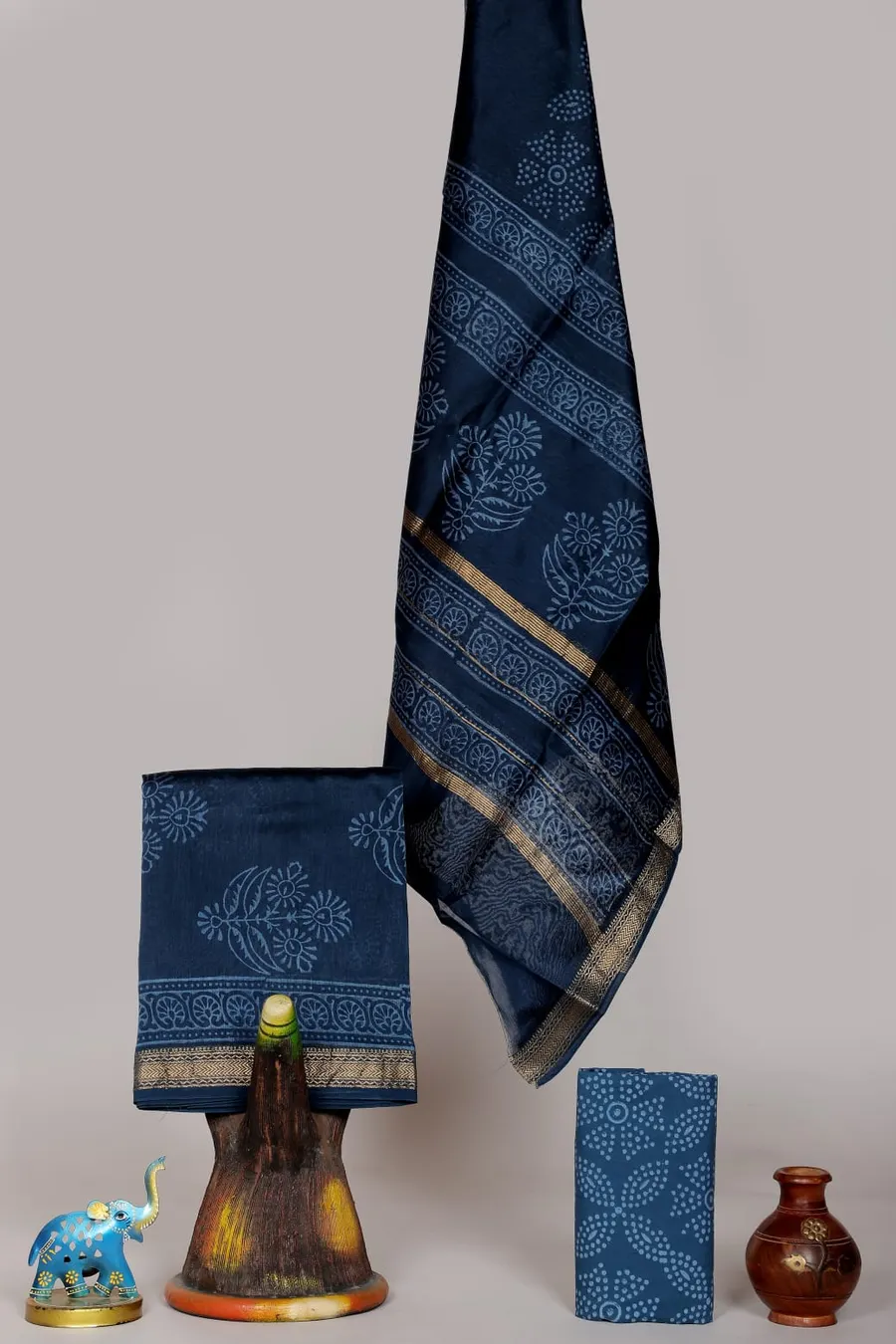 Hand Block Printed Maheshwari Silk Salwar
