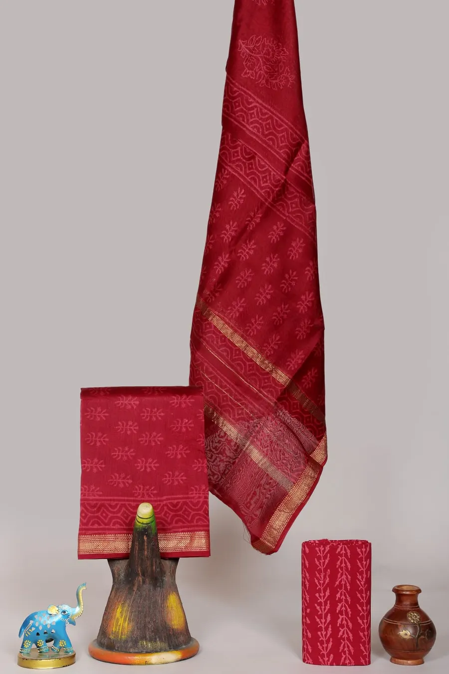Hand Block Printed Maheshwari Silk Salwar