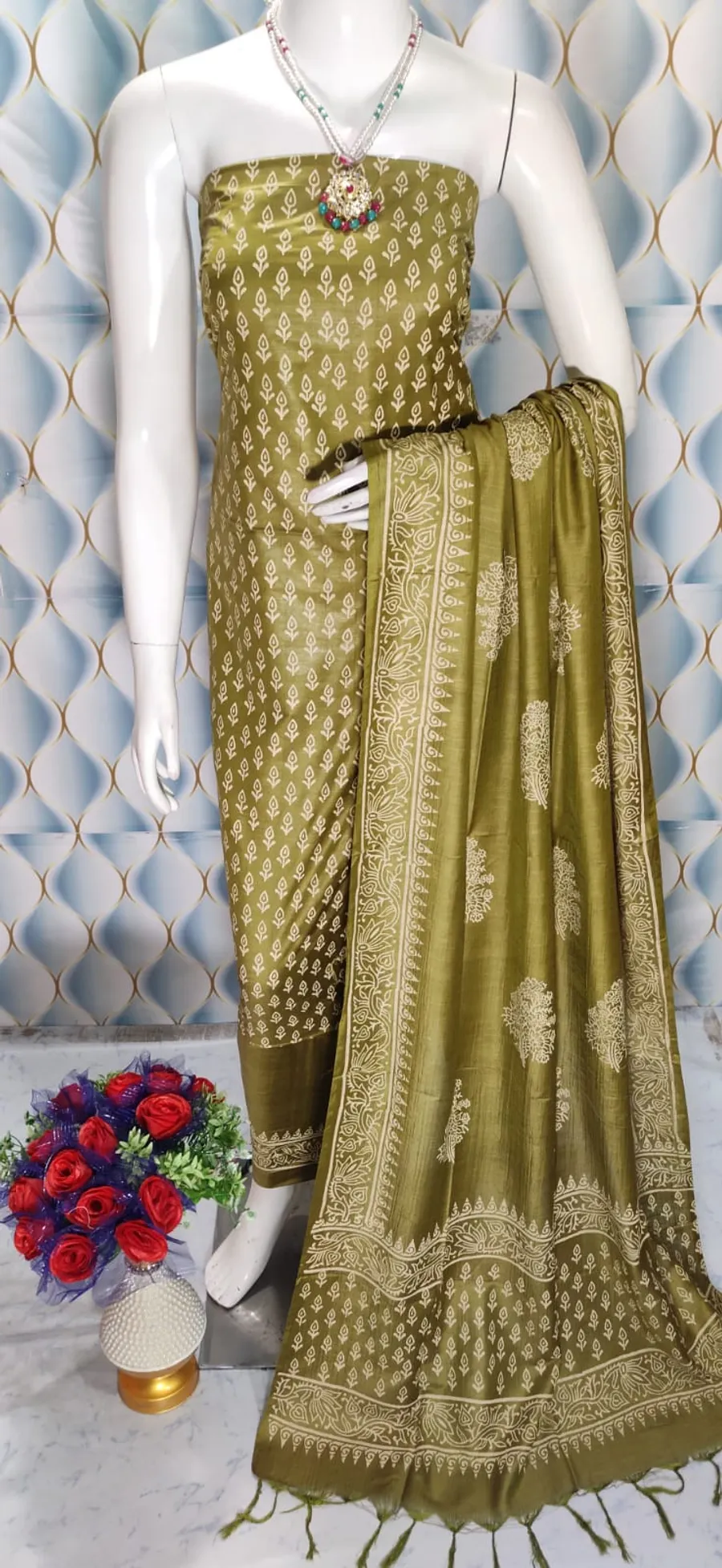 Katan Silk Full Suit – Block Printed Salwar