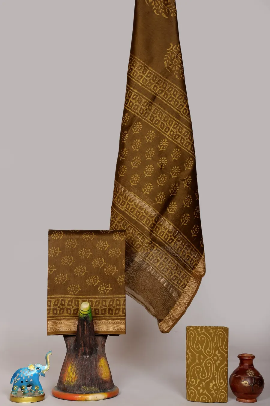 Hand Block Printed Maheshwari Silk Salwar